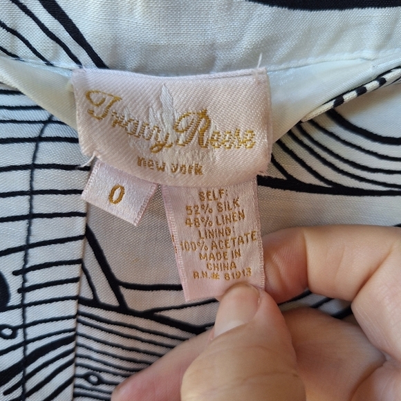 Tracy Reese Womens Silk linen Blend Knee Length Skirt. Black/Cream. Size 0 - Picture 2 of 7